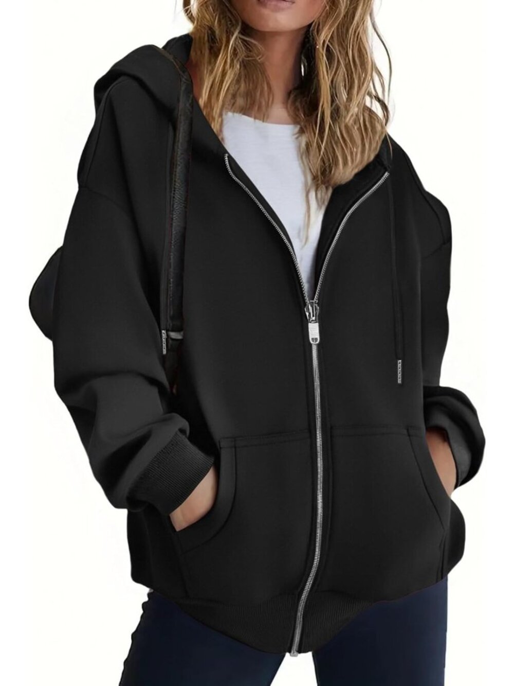 Oversized Zip-Up Hoodie for Women | Fleece Sweatshirt Jacket